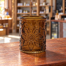 Load image into Gallery viewer, Coloured Glass Tealight Candle Holder — Amber — Australian Bee Products