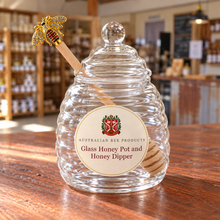 Load image into Gallery viewer, Glass Honey Pot and Honey Dipper — Australian Bee Products