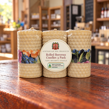 Load image into Gallery viewer, Rolled Beeswax Candles 3 Pack — Australian Bee Products
