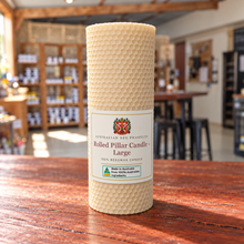 Load image into Gallery viewer, Rolled Beeswax Pillar Candle – Medium — Australian Bee Products